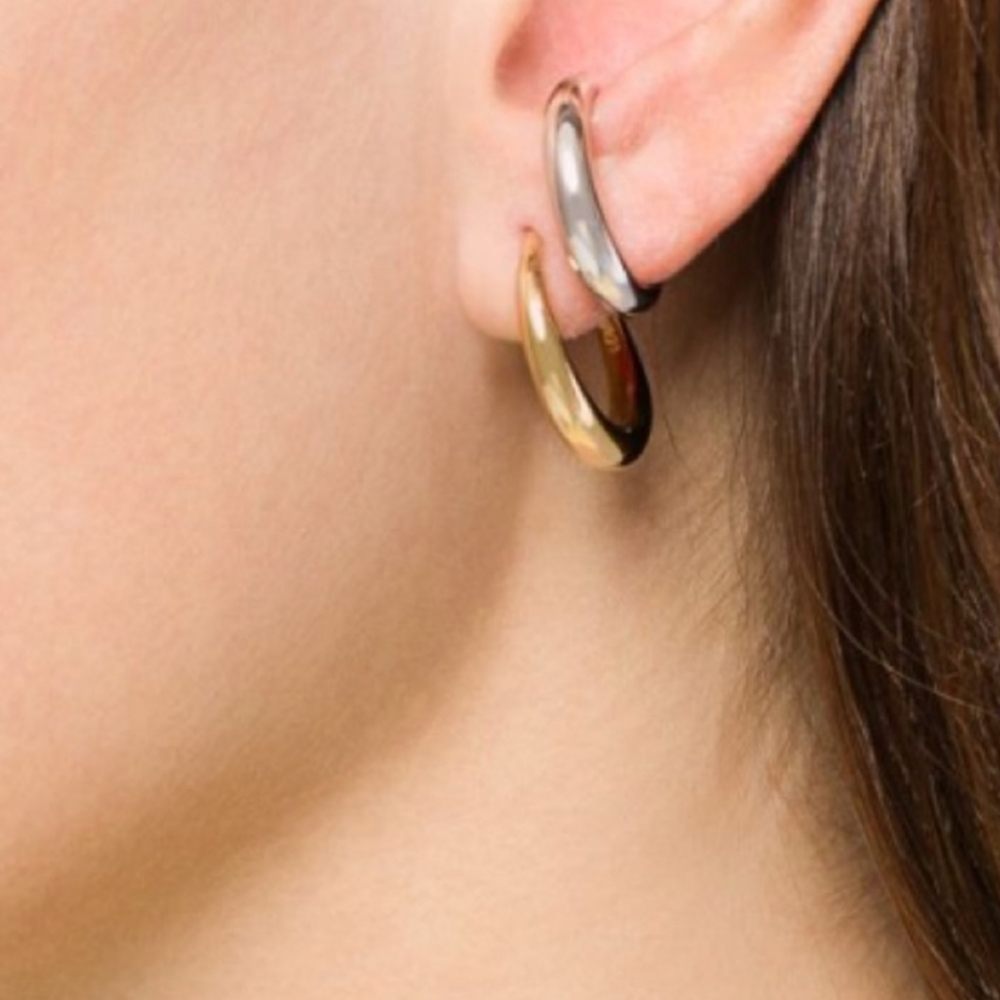 NWOT - Gold and Silver Hoop Huggie Earrings